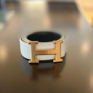 Authentic Hermès White 100R Belt- Not used!